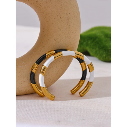 Enamel Metal Stainless Steel Cuff Open Hand Bangles Bracelet