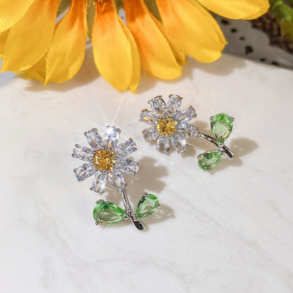 CZ Delicate Flower Stud Earrings