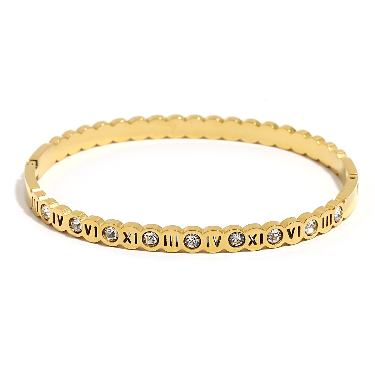 Chic Geometric Gold-Plated Stainless Steel Bangles
 Stackable Bangles High Fashion Bracelets
 Elevate your style with our trendy stackable bangles, designed with a geometric pattern and tension setting for a modern Glam DuchessGlam DuchessChic Geometric Gold-Plated Stainless Steel Bangles