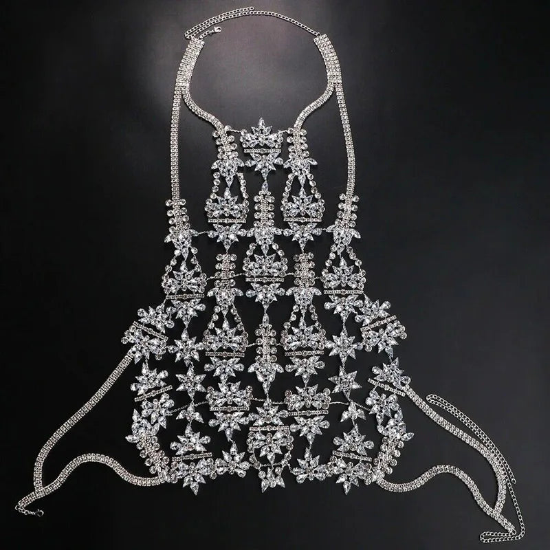 Sparkling Rhinestone Bra Chain Glitter Jewelry Crystal Body Chain Bralette