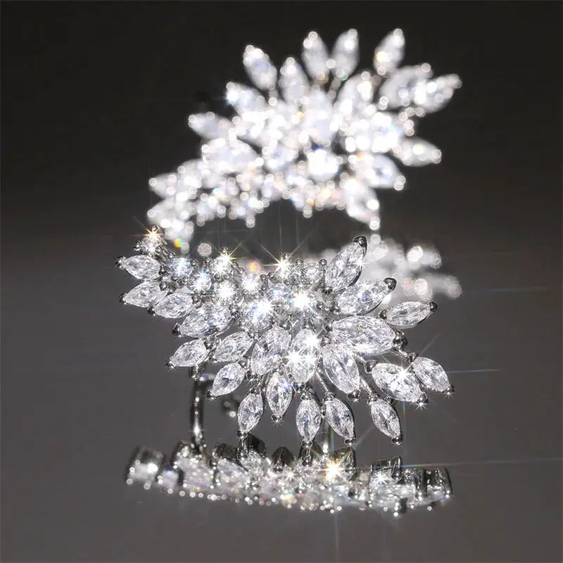 Marquise Vine Cubic Zirconia Ear Climbers – detail view 4