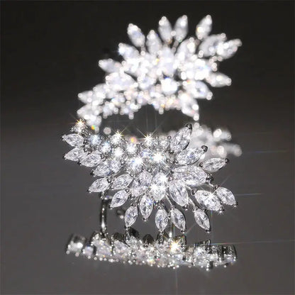 Marquise Vine Cubic Zirconia Ear Climbers – detail view 4
