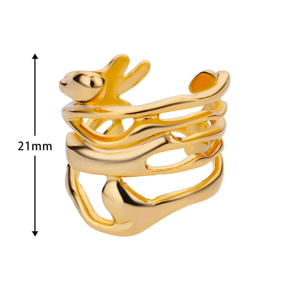 Gold Stainless Steel Hollow Wide Open Ring