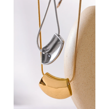 Luxe Minimal Stainless Steel Gold-Plated Geometric Pendant Necklace