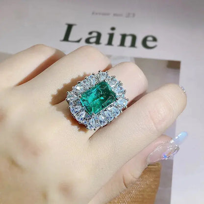 Emerald-Cut Green Zircon Halo Ring – detail view 6