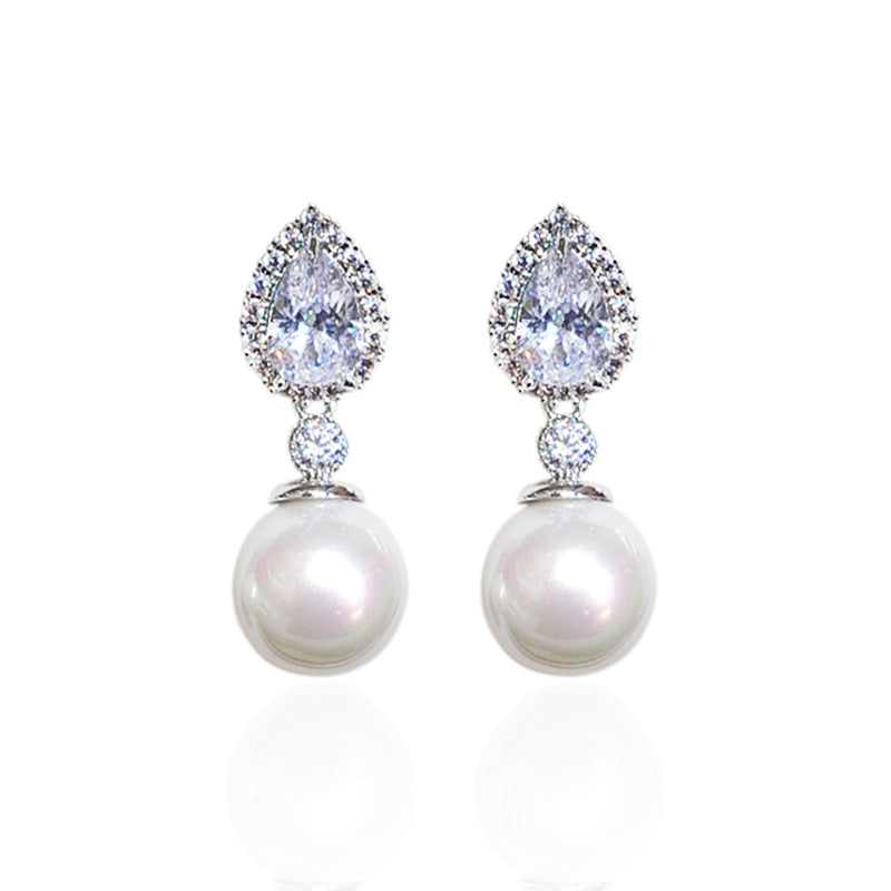 Exquisite Simulated Pearl Bridal Earrings