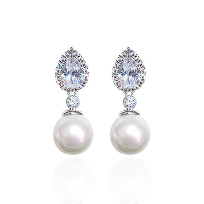 Exquisite Simulated Pearl Bridal Earrings