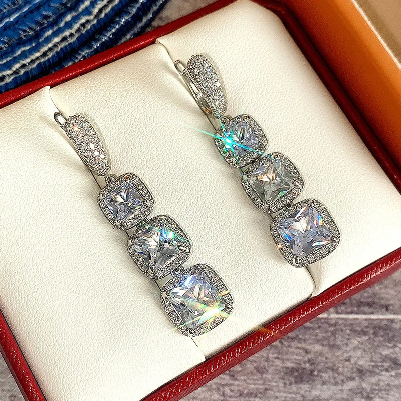 Princess Cubic Zirconia Drop Earrings