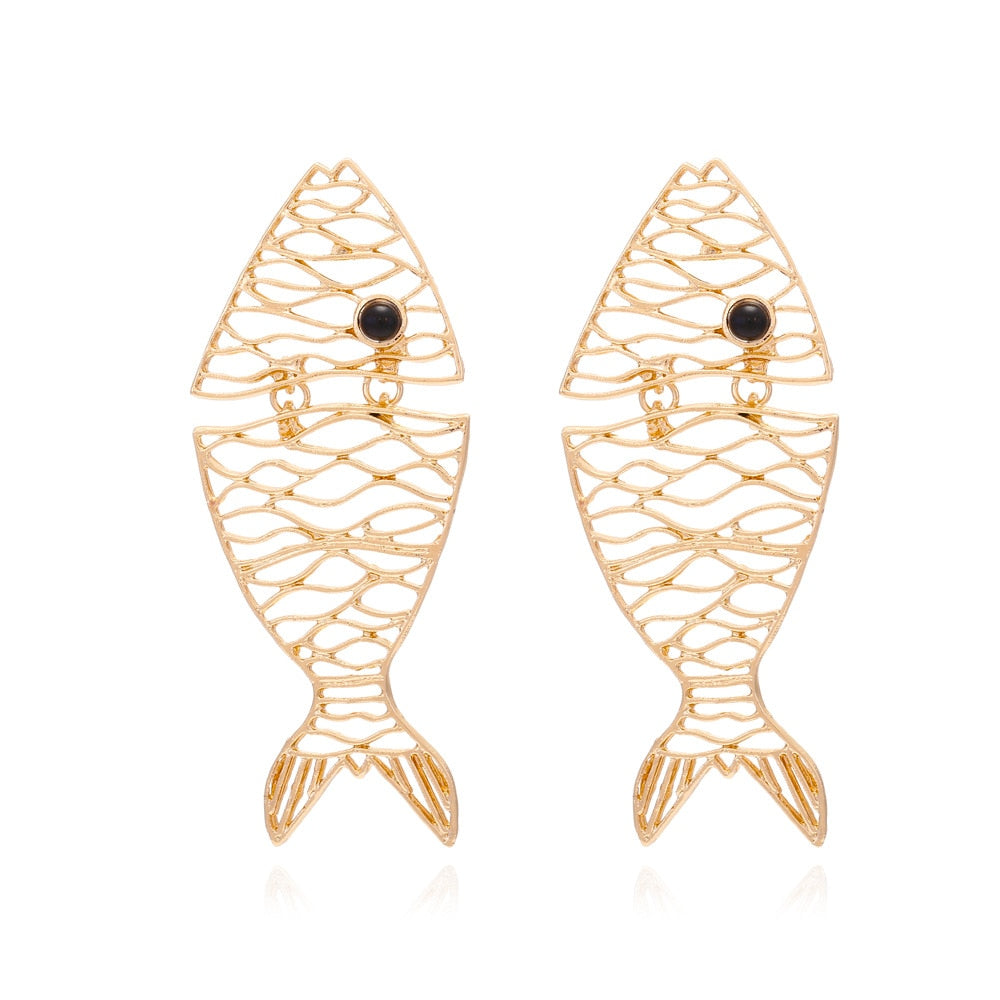 Exquisite Handmade Fish-Shaped Choker Necklace Earrings