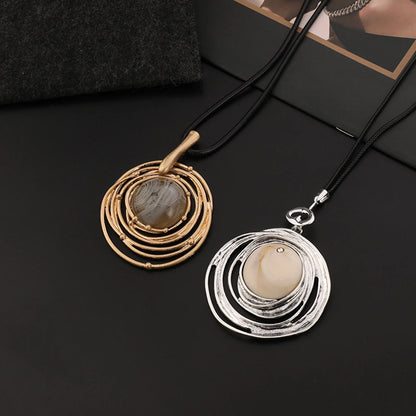 Korean Fashion Rope Chain Pendant Necklace Set with Bead Pendants