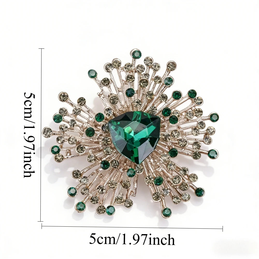 Rhinestone Brooch – Vintage Jewelry Pin | Classic Plant Design, Fashion Brooch Accessory