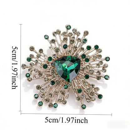 Rhinestone Brooch – Vintage Jewelry Pin | Classic Plant Design, Fashion Brooch Accessory