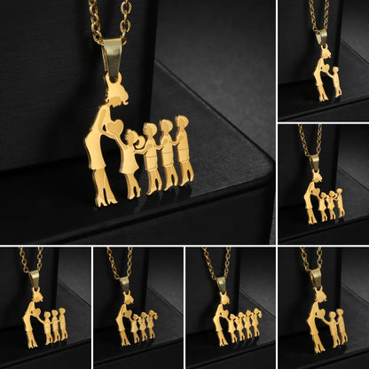 Family Necklaces with Mama Pendants - Stainless Steel Jewelry for Mother's Day & Birthdays