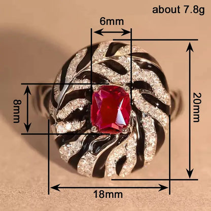 Crimson Nocturne Enamel Ring – detail view 6