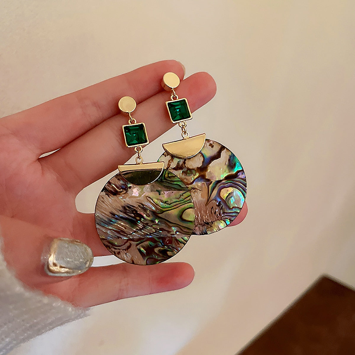 Vintage-Inspired Abalone Shell Drop Earrings