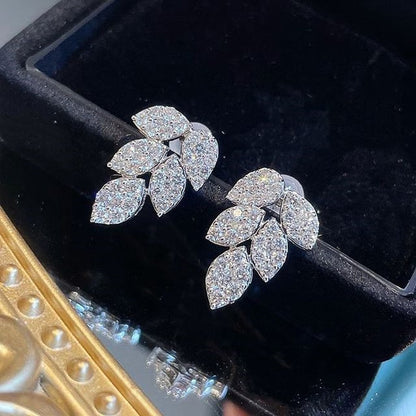 Floral Geometric Cubic Zirconia Stud Earrings