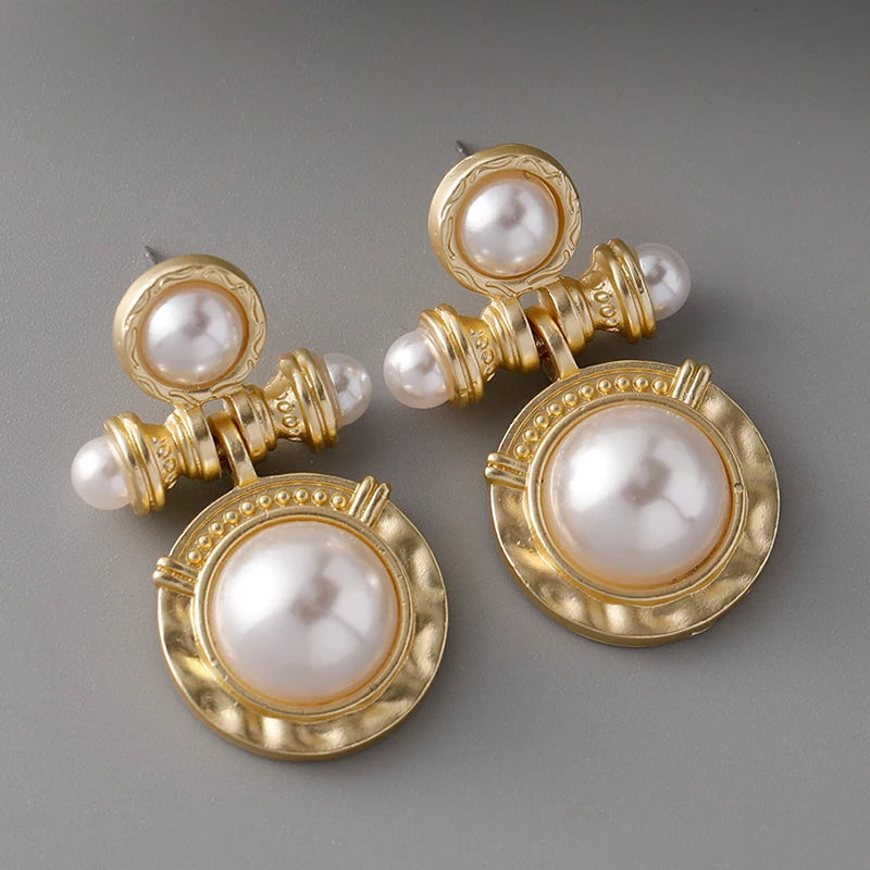 Vintage Inspired Imitation Pearl Dangle Post Earrings