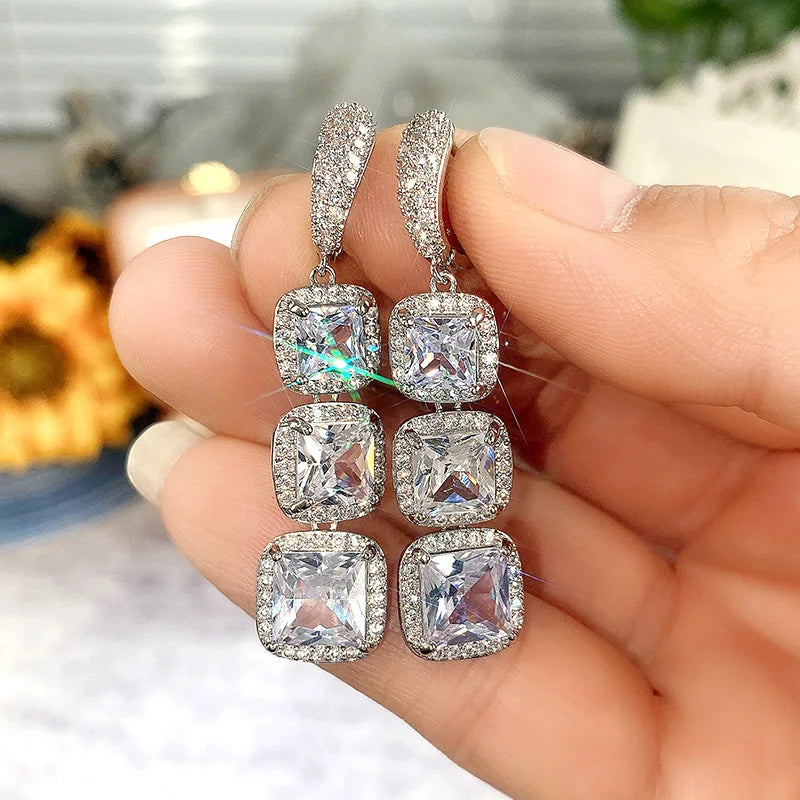 Princess Cubic Zirconia Drop Earrings