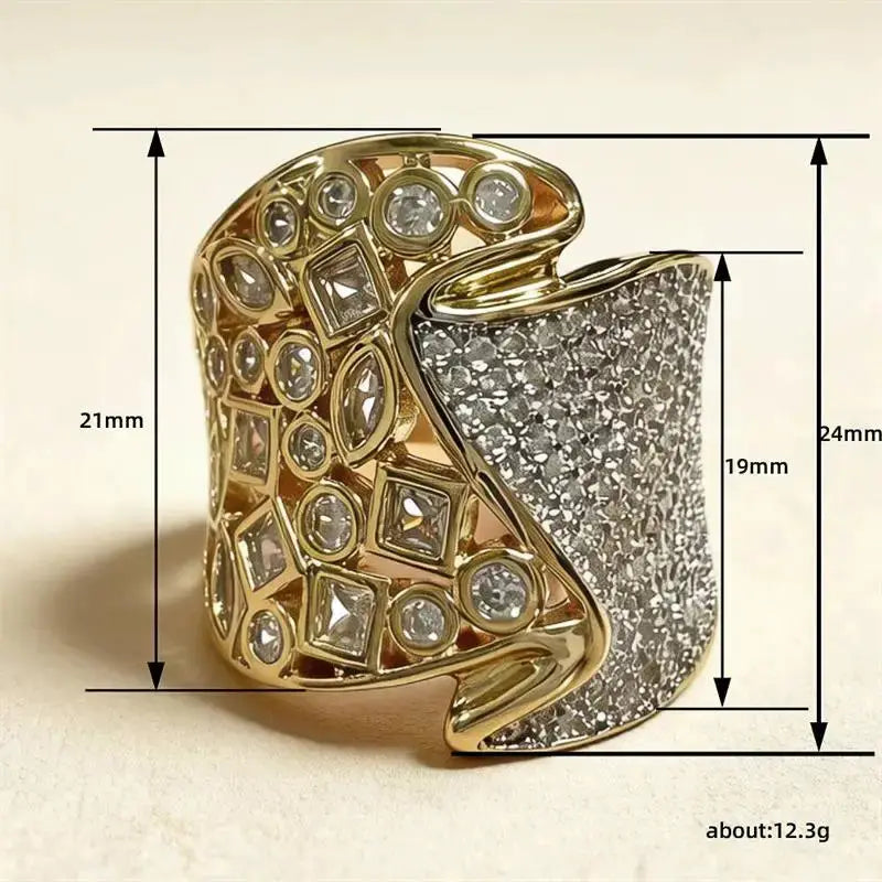 Celeste Two-Tone Pavé Statement Ring – detail view 2