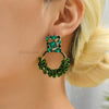 Vintage Bohemian Style Drop Earrings with Glass Beads and Zinc Alloy