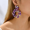Colorful Crystal Drop Earrings with Hollow Design