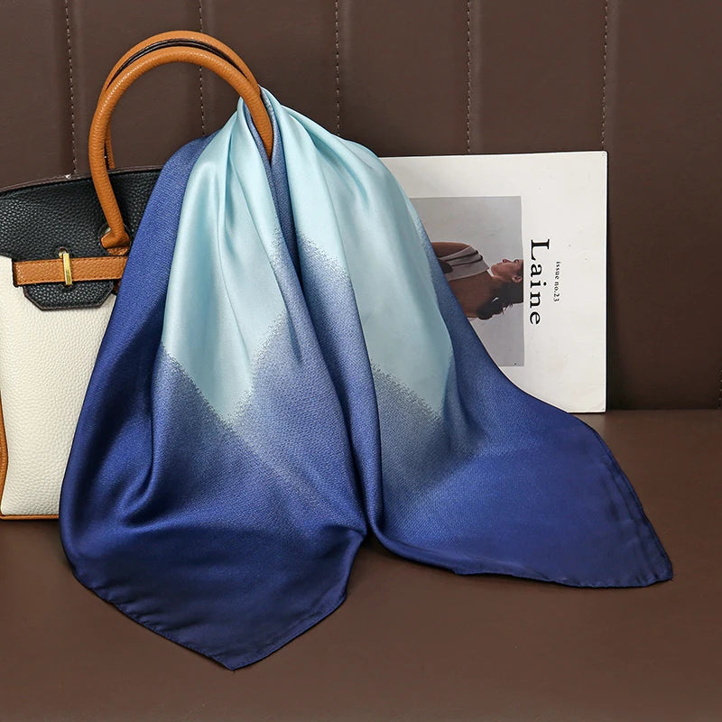 Luxury Satin Silk Square Scarf for Women, Printed Fashion Wrap, Shawl, Neckerchief