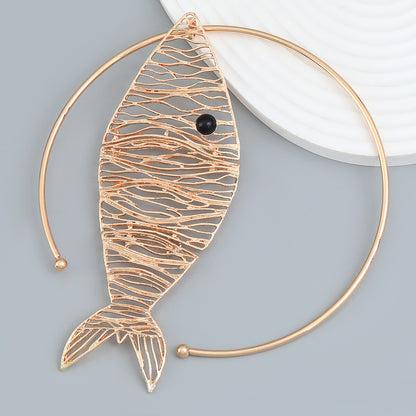 Exquisite Handmade Fish-Shaped Choker Necklace Earrings