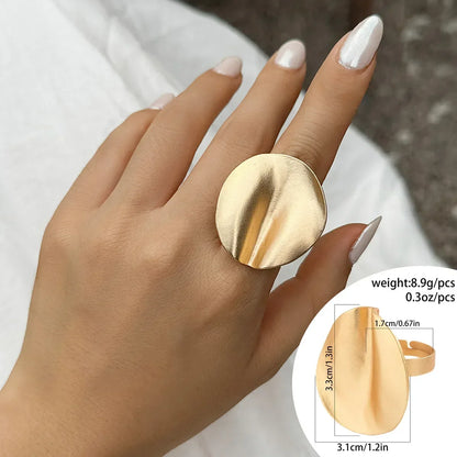 Irregular Chunky Big Geometric Gold Silver Color Rings