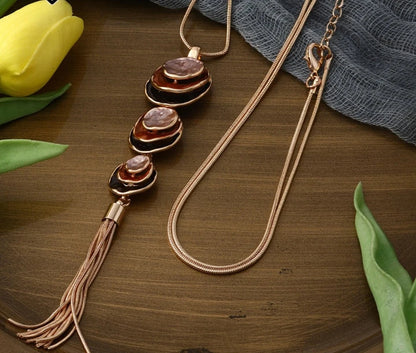 Round Pendant Long Necklace Modern Jewelry