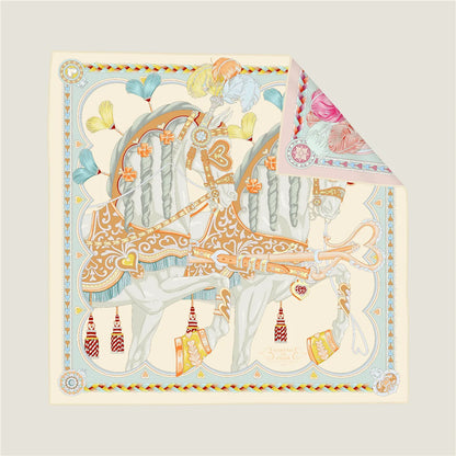 Luxury Reversible Twill Silk Scarf – Women's Sunscreen Shawl, Hair Wrap, Neckerchief, and Bandana
