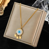 Blue Stone Eye Pendant Stainless Steel Necklace