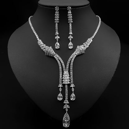 Elegant Zircon Water Drop Bridal Jewelry Set