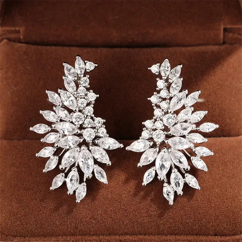 Marquise Vine Cubic Zirconia Ear Climbers – detail view 2