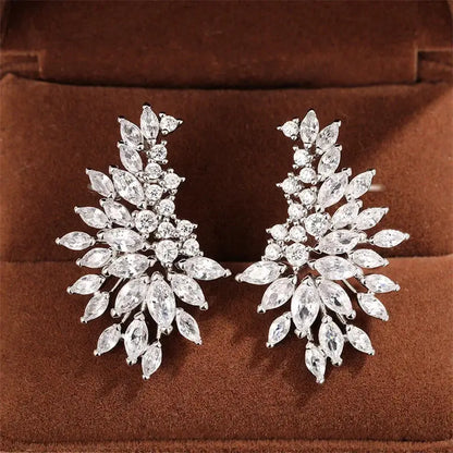 Marquise Vine Cubic Zirconia Ear Climbers – detail view 2