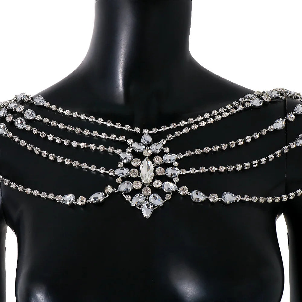 Bohemian Crystal Bridal Shoulder Necklace