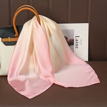 Luxury Satin Silk Square Scarf for Women, Printed Fashion Wrap, Shawl, Neckerchief