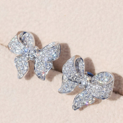 Floral Geometric Cubic Zirconia Stud Earrings