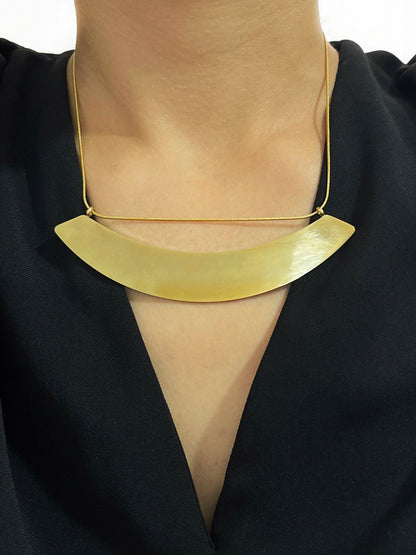 Modern Minimalist Gold PVD Plated Stainless Steel Disc Necklace