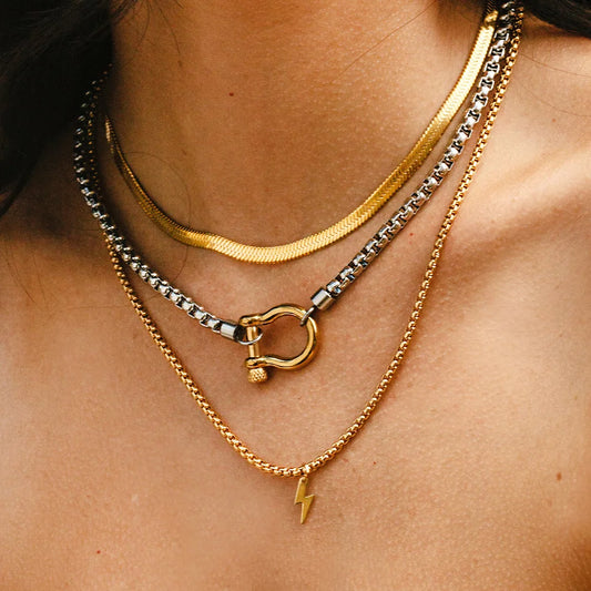 Unisex 316L Stainless Steel Gold Color Choker Necklace