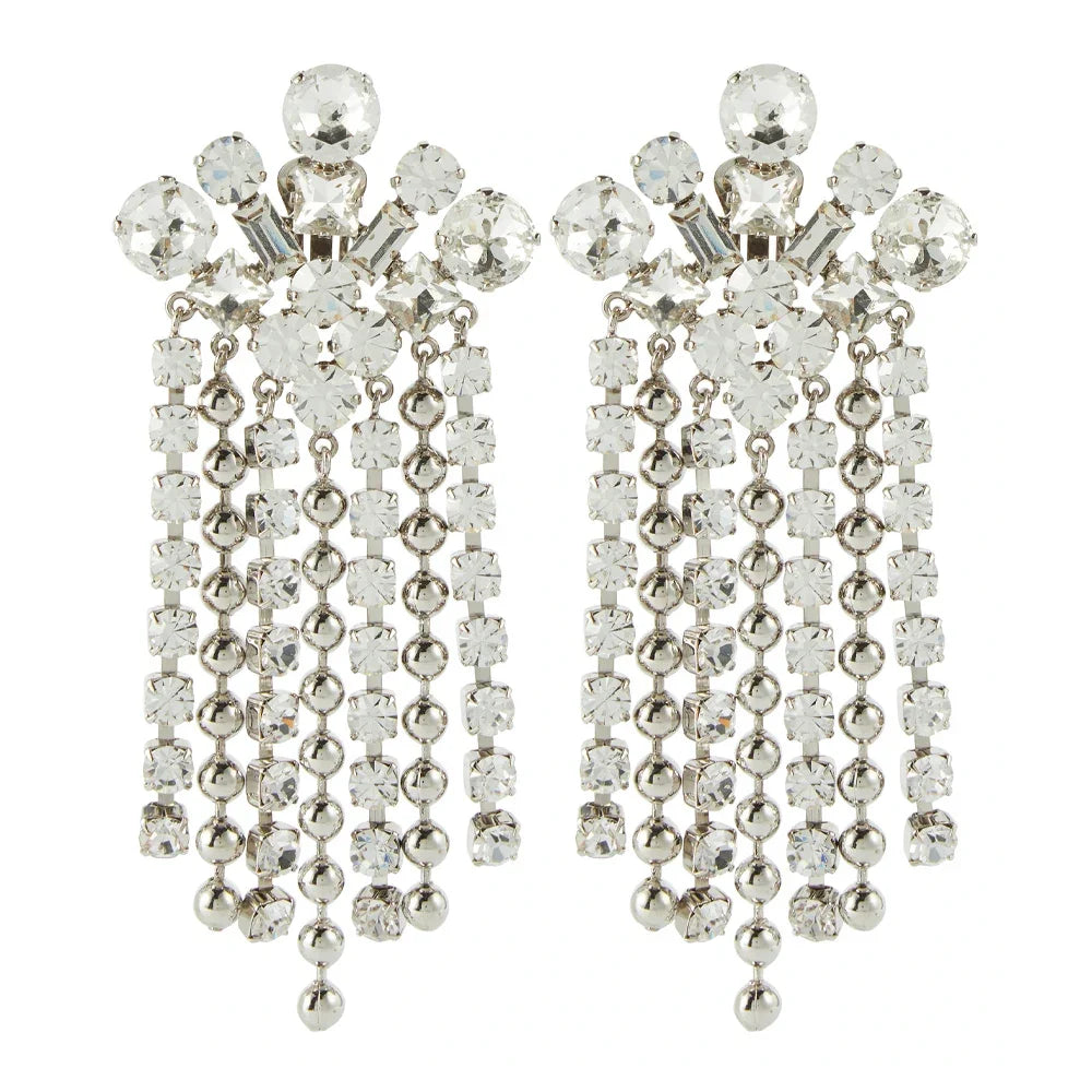 Elegant Crystal Tassel Clip Earrings for Women - No Piercing Required