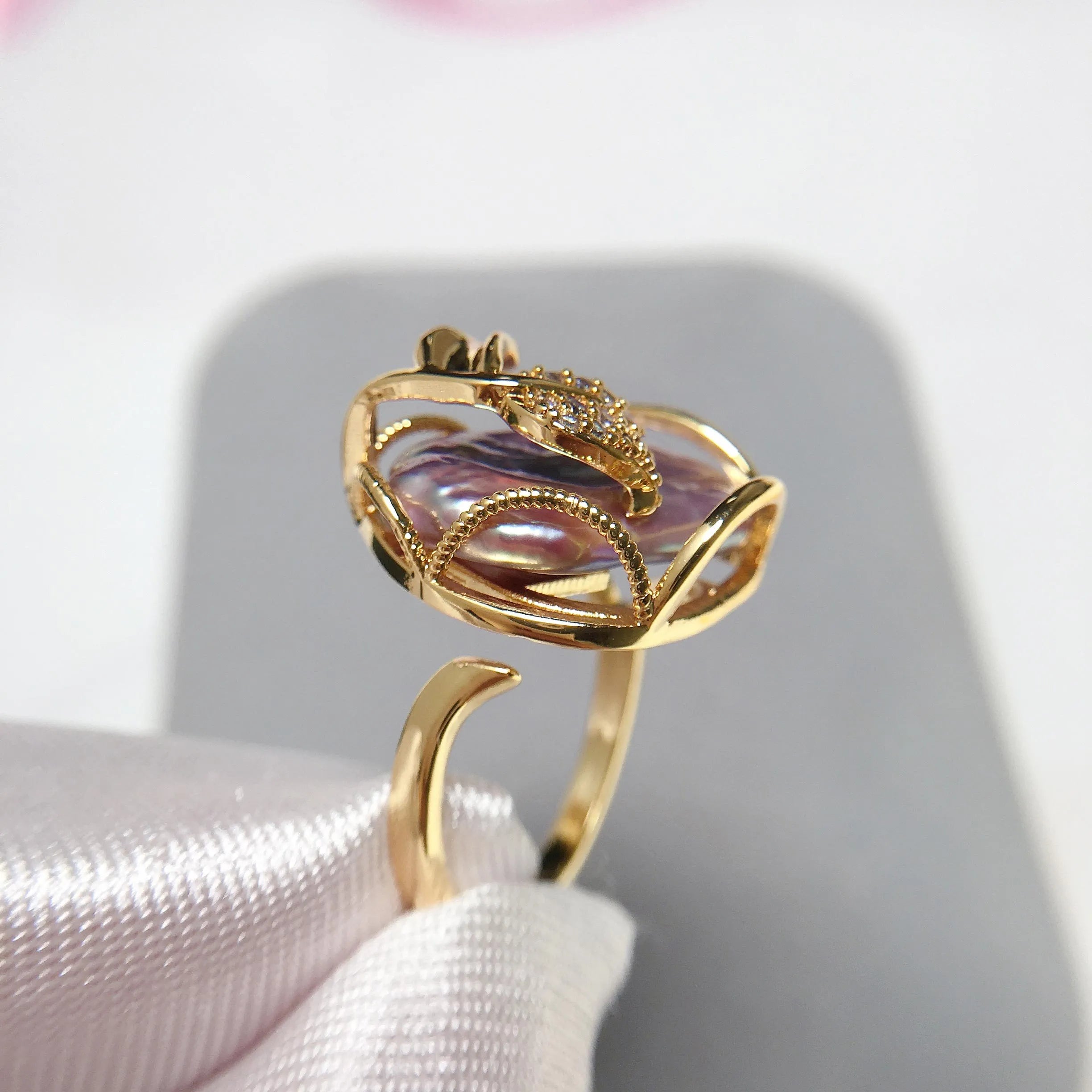 Baroque Pearl Ring with 18K Gold Plating