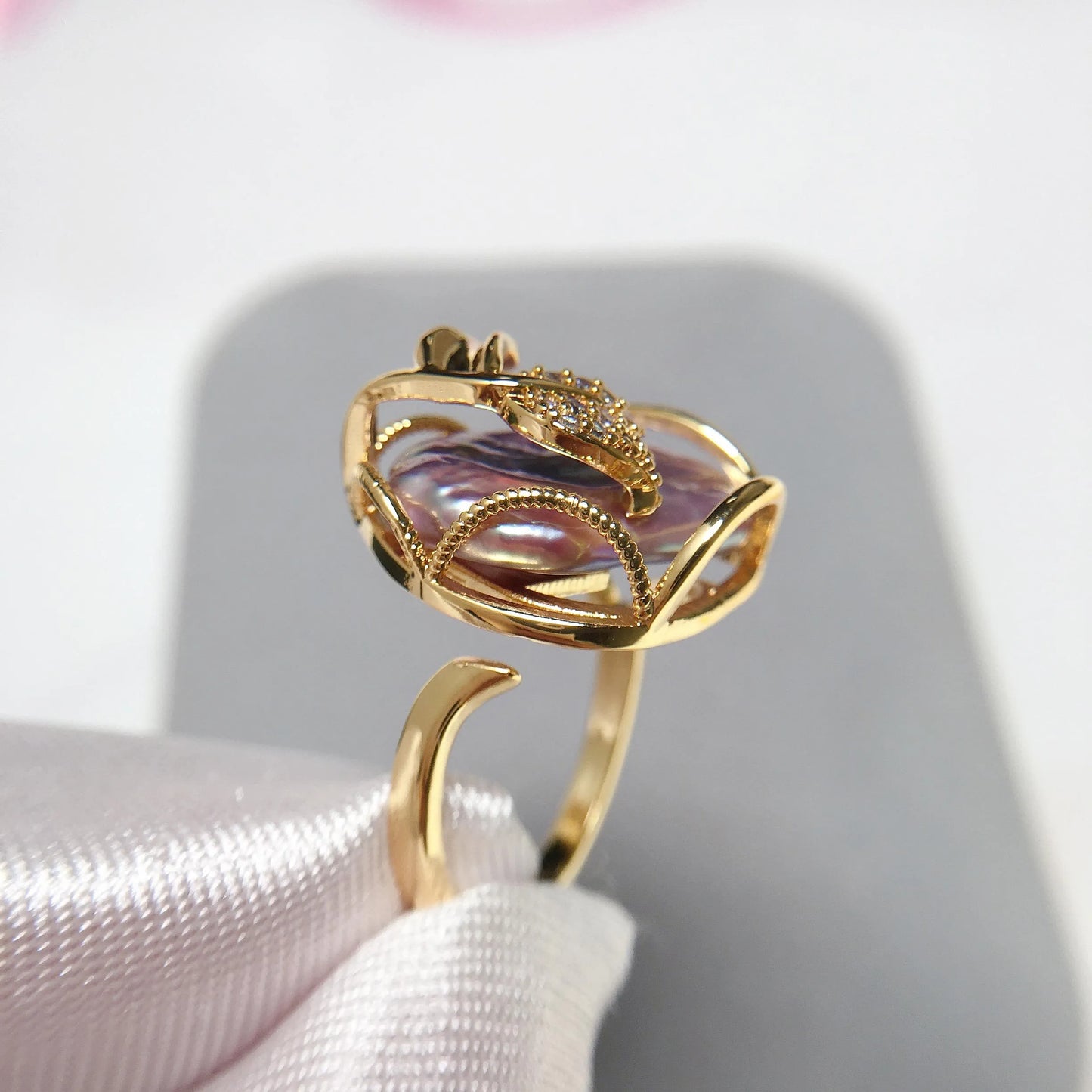 18K Gold Plating Baroque Pearl Ring