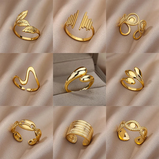 Unique Minimalist Gold Stainless Steel Rings