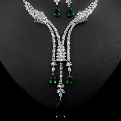 Elegant Zircon Water Drop Bridal Jewelry Set