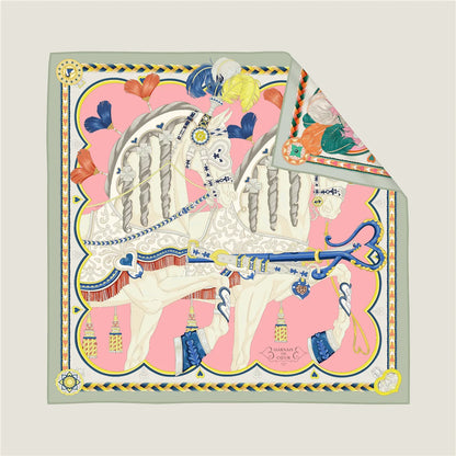 Luxury Reversible Twill Silk Scarf – Women's Sunscreen Shawl, Hair Wrap, Neckerchief, and Bandana