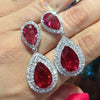 Load image into Gallery viewer, Red Water Drop Cubic Zirconia Statement Earrings