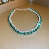 Green Crystal Necklace and Earrings Set with Shimmering Crystals