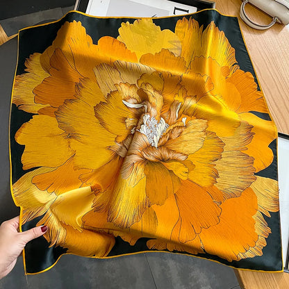 Golden Bloom Luxe Set – Clutch, Silk Scarf & Leaf Earrings by Glam Duchess