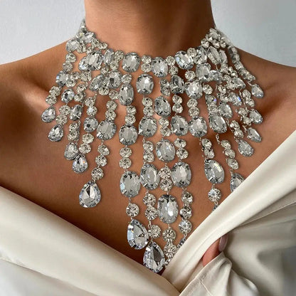 Cascading Crystal Fringe Choker – Glam Duchess