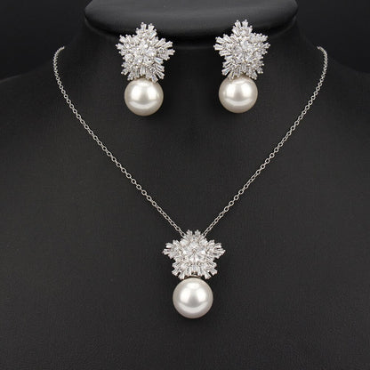 cubic zirconia jewelry set luxury pearl